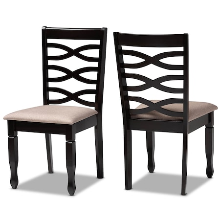 Baxton Studio Lanier Sand Upholstered Brown Finished 2-Piece Wood Dining Chair Set 170-10529